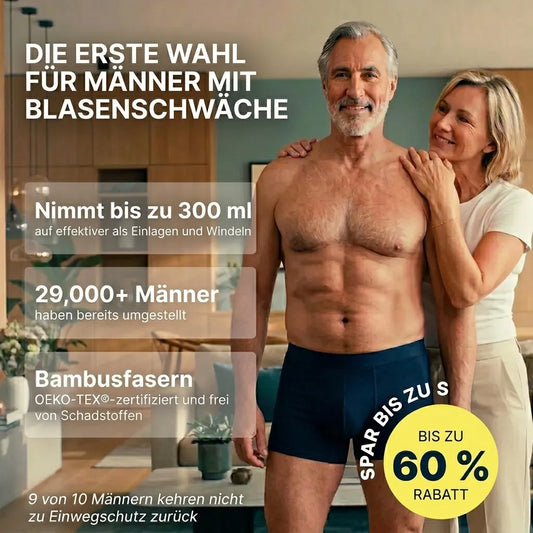 Ultraabsorbierende Inkontinenz-Boxershorts für Männer