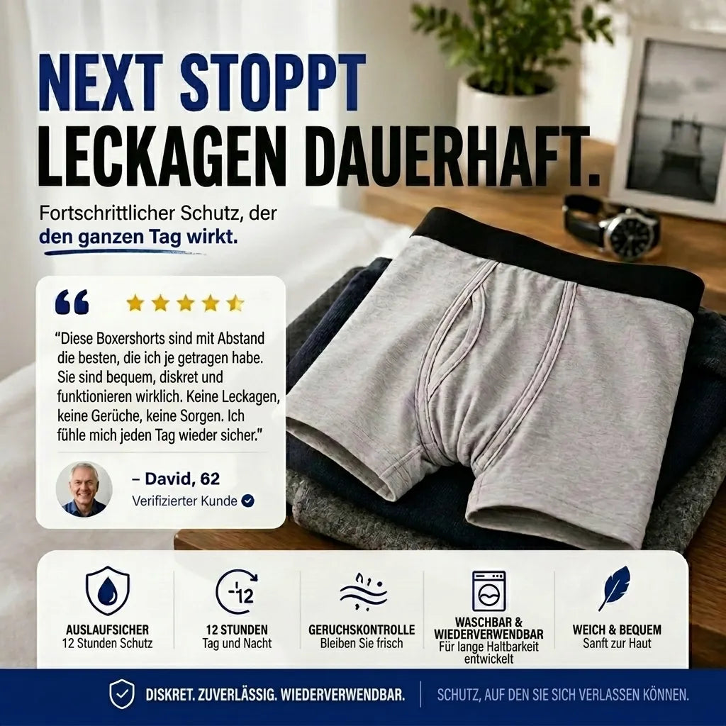 Ultraabsorbierende Inkontinenz-Boxershorts für Männer