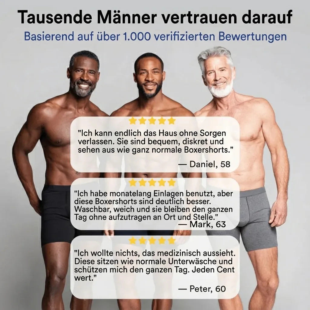 Ultraabsorbierende Inkontinenz-Boxershorts für Männer