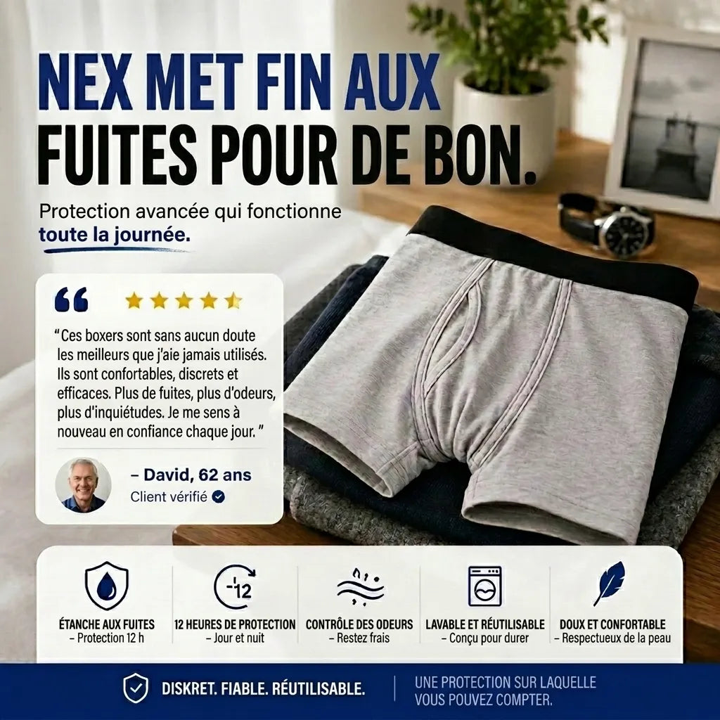 Boxers d’incontinence ultra-absorbants pour hommes