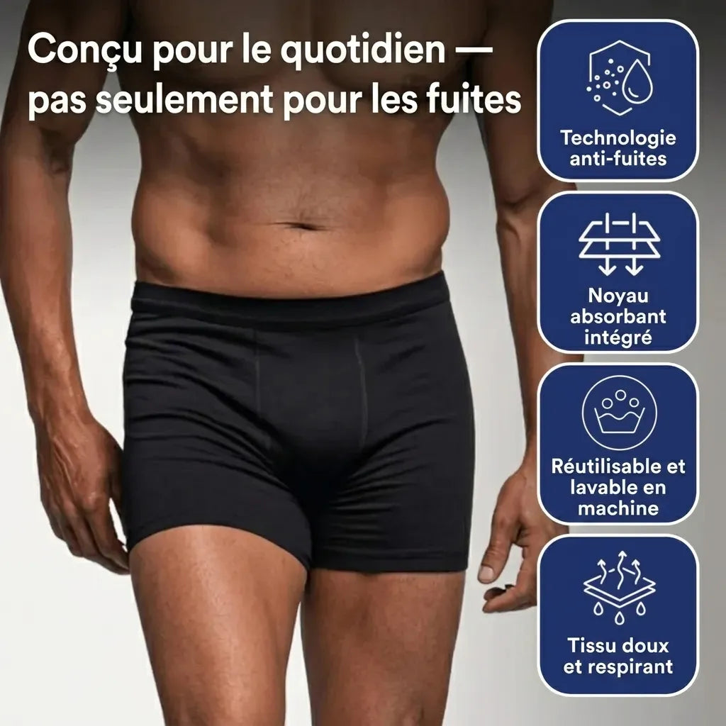 Boxers d’incontinence ultra-absorbants pour hommes