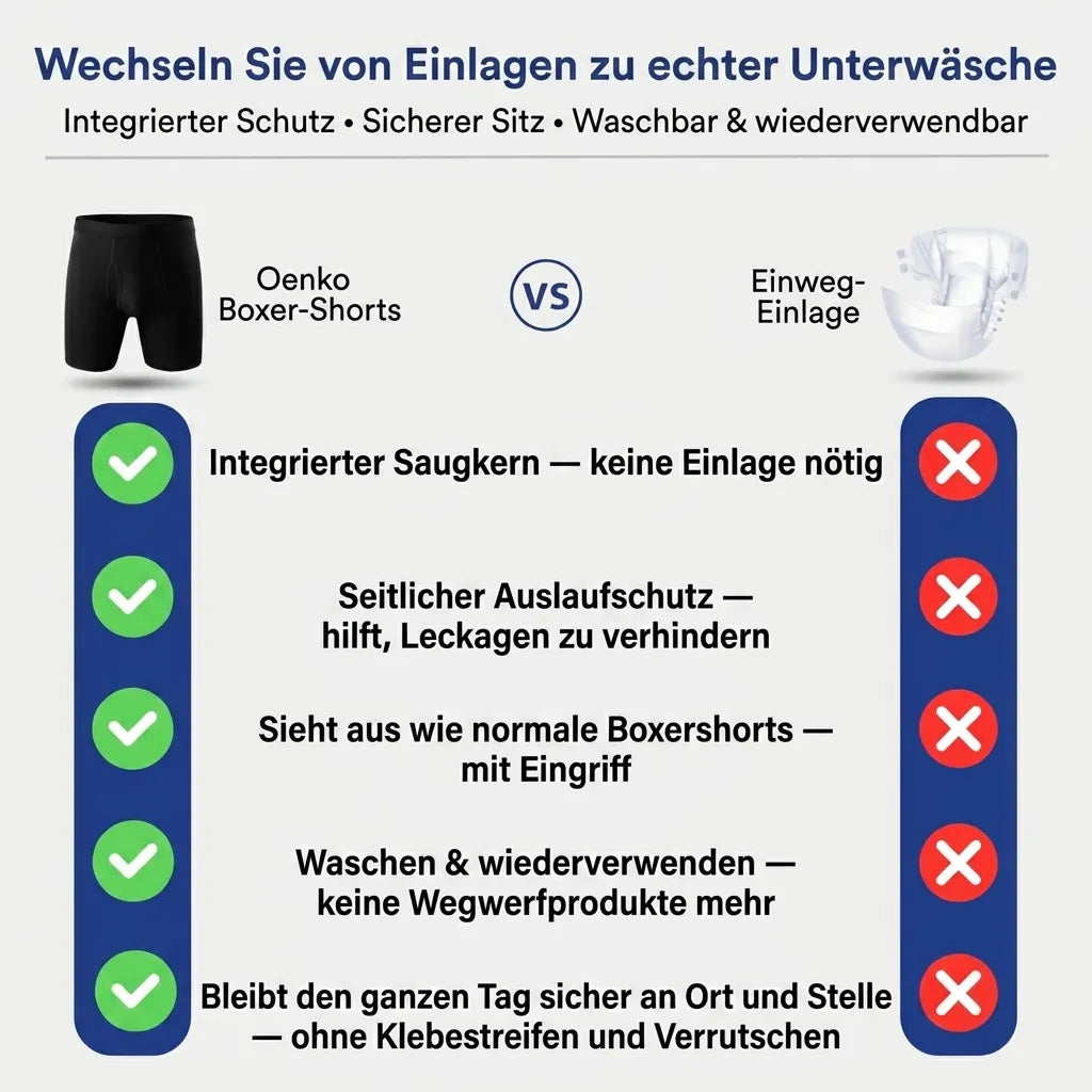 Ultraabsorbierende Inkontinenz-Boxershorts für Männer