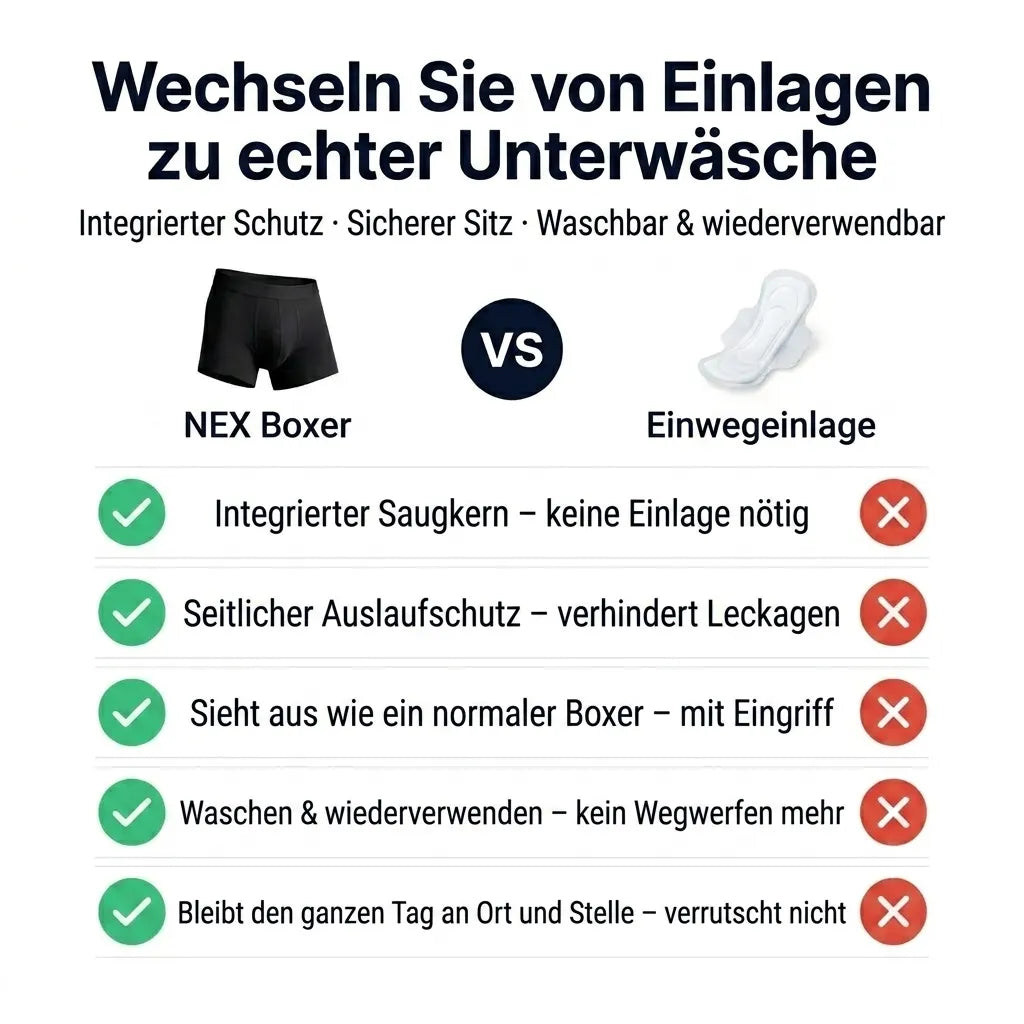 Ultraabsorbierende Inkontinenz-Boxershorts für Männer